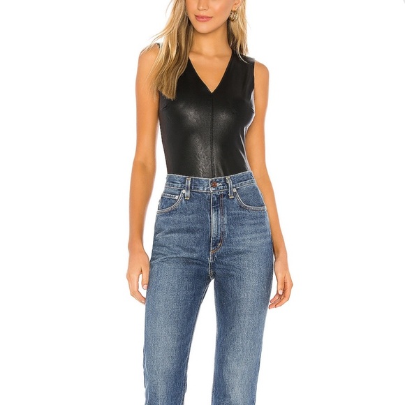 Commando Faux Leather V-Neck Bodysuit NWT Size Small - Picture 2 of 5
